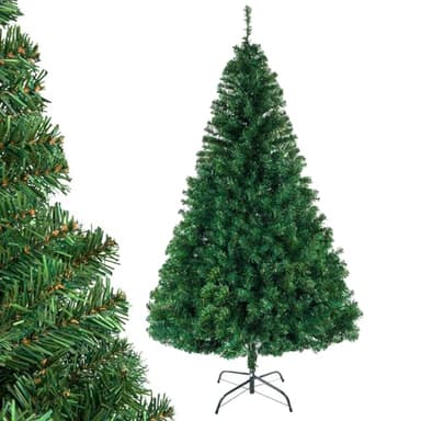 LEADZM Sapin de Noël artificiel 180/210/240 cm avec support en métal, sapin de Noël, PVC, pour la maison, le bureau, les magasins et les hôtels (180 cm, vert)