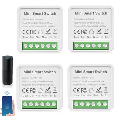 4 pièces de module de commutateur d'éclairage intelligent 1 voie, commutateur d'éclairage Smart Home, commutateur Smart Life, relais de commutateur mini WiFi DIY, compatible avec Alexa et Google
