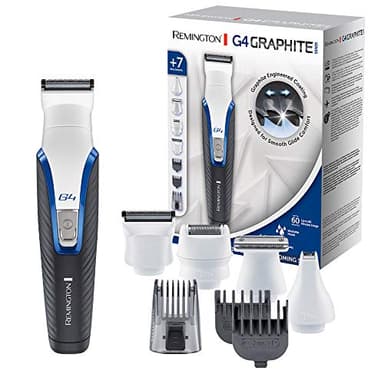 Remington Tondeuse Barbe [Multifonction Cheveux,Visage&Corps] Graphite Series G4 (Lames Graphite,Précision, 4 têtes interchangeables,Sabots ajustables 0,5-20mm,Secteur/SansFil 90min) Tondeuse PG4000