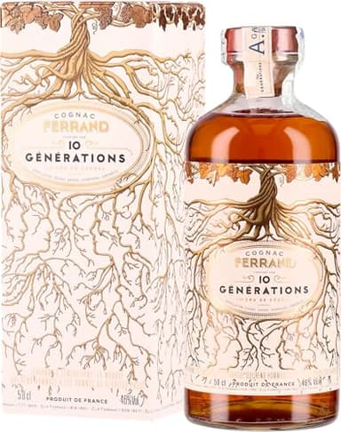 COGNAC FERRAND - 10 Générations - Cognac - 46% Alcool - Origine : France/Poitou-Charentes - Notes de fruits confits & noix - 50 cl