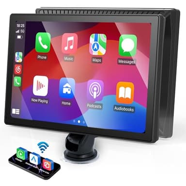 CarPlay Voiture, Portable CarPlay & Android Auto 9 Pouces Ecran Tactile,Lecture sans Fil embarquée avec Autoradio Portable avec Assistant Vocal et Fonction d'appel, adapté à Divers Véhicules