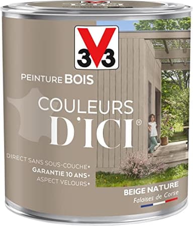 V33 Peinture Bois Couleurs d ICI® - Beige nature - Falaises de corse - Velours - 0,5L