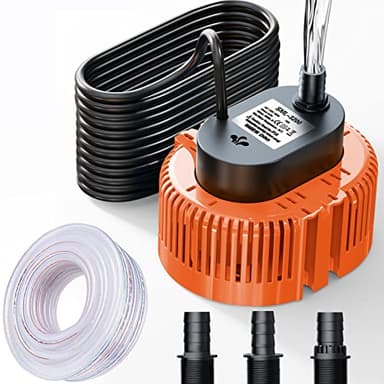Pompe Submersible Pour Piscine, Cave, éTang, De Jardin, Pompe Piscine Avec Tuyau De Vidange Et CâBle D'Alimentation Extra Long De 25 Pieds, Pompe d'évacuation eaux claires (Orange)