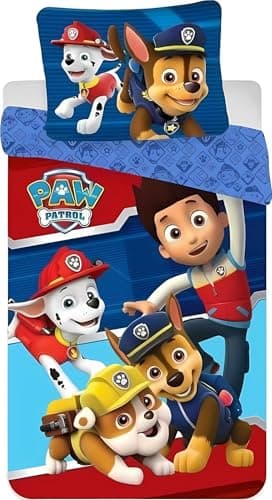 Parure de Couette Paw Patrol - 1 Housse de Couette Paw Patrol 140x200 + 1 taie 63x63cm (Parure de lit Pat'Patouille, 140 x 200 cm | 63 x 63 cm)