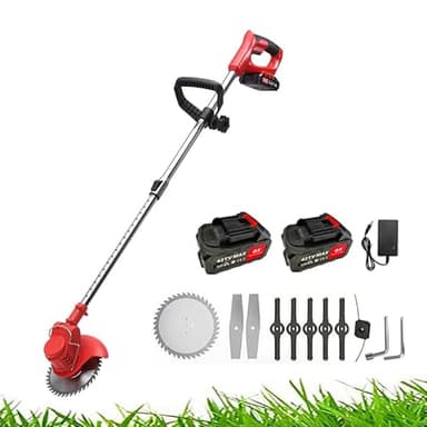 Coupe Bbordure sans Fil avec 2 Batteries 42TV, Tête Orientable à 90°, Poignée Réglable, Tube Télescopique, pour L'élagage du Jardin