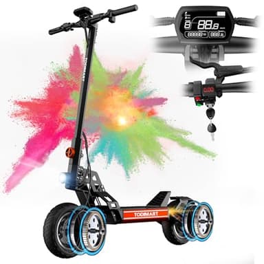 TODIMART Trottinette Electrique Adulte S13 Moteur 2000W Batterie 48V 20,8Ah 75-90KM Autonomie Pneus à Vide Tout-Terrain Double Suspension Verrouillage électrique des Portes avec clé