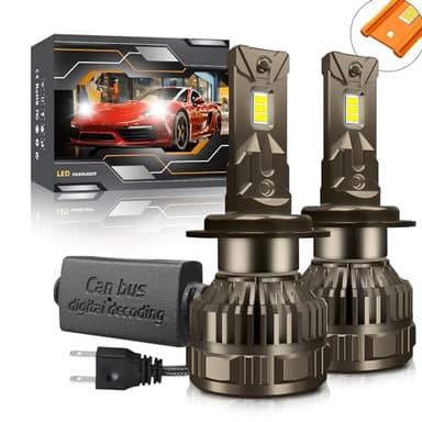 Kairiyard Ampoule H7 LED, 120W 30000LM 6000K Blanc Froid 200% Luminosité Super Lumineux Angle de Faisceau réglable à 360 degrés Xenon H7 LED Anti Erreur Voiture Kit de Conversion IP67 étanche.