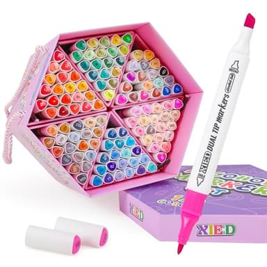 XIEED 120 Feutre à alcool double pointe (fine & broad) - Feutre à alcool premium pour peinture | Pour adultes et amateurs d'art, marqueurs hexagonaux de qualité supérieure