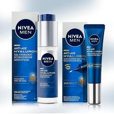 NIVEA MEN ACTIVE AGE Routine visage, Soins pour homme anti-âge comprenant un soin de jour enrichi en créatine & caféine et un soin contour de l'œil à l'acide hyaluronique