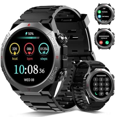 Montre Connectée Homme, 1.39" HD Militaire Smartwatch avec Appel Bluetooth, Smart Watch Homme avec 110+ Modes Sportifs/Cardiofrequencemetre/Sommeil, Etanche IP68 Montre Intelligente pour Android iOS