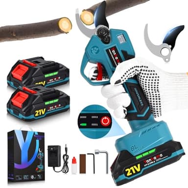 Yanhama Sécateur Électrique sans Fil 50mm, Ouverture 4 tailles, SK5 Lame, Secateur Electrique Professionnel avec Batterie 4000mAh et LCD Sécateur électrique-Cadeau pour Les Jardiniers et Les Fruitiers