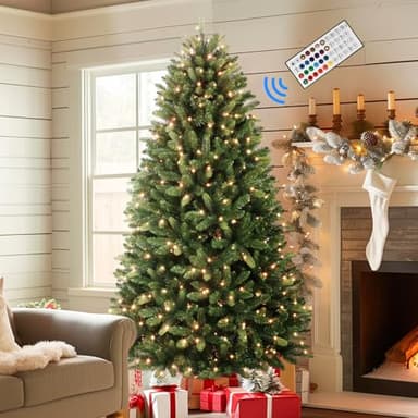 Alupssuc 180CM Sapins de Noël Artificiel Lumineux avec 400 LED Multicolores, Contrôle à Distance, 1423 Branches, Support Métallique Pliable, pour Maison, Fête, Magasin, Décoration de Noël, 6ft