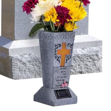 Vase funéraire solaire pour cimetière - Vases lumineux à énergie solaire avec pointes - Monuments commémoratifs avec épines - Pour aménagement funéraire jardin