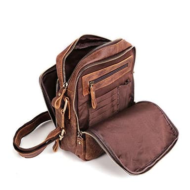 BAIGIO Sac à Bandoulière pour Homme en Cuir véritable, Petit Sacoche Bandoulière, Sac Croisé Vintage, Sacoche Cuir Homme pour Travail, Voyage, Vie Quotidienne