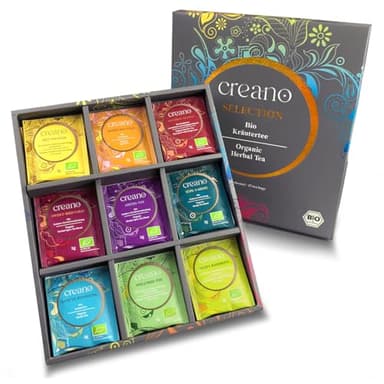 Creano – Coffret Infusions Bio 27 Sachets, 9 Variétés d’Herbes Différentes, 54g – Tisanes Mélangées pour Bien-être et Relaxation – Idée Cadeau Santé*