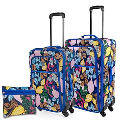ITACA - Set Valise Souple 4 Roues 3 pcs, Set De Valises Souples De Voyage légère, Valise Soute Souple, Lot De Valises Légères Résistantes Pour Déplacements. Cadenas à Combinaison. Avec trousse d, Bleu