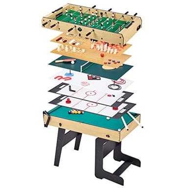 Kangui Table Multi Jeux Pliable 16 en 1 pour ado - Baby-Foot, ping Pong, Billard, Bowling, palets,...