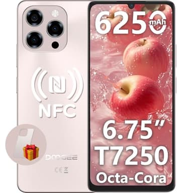 DOOGEE Note 58 Pro Smartphone Android, 32(8+24) Go RAM+256 Go ROM/2TB, Batterie 6250mAh, Telephone Portable,Ultra-Mince 8,6 mm,6.75" HD+ 90Hz Display, Caméra AI 16MP, NFC/Widevine L1/Dual SIM/Face ID