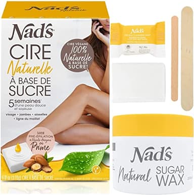 Nad's Cire Naturelle Kit D'épilation À Base De Sucre, Pate de Sucre pour epilation, Cire au Sucre pour le visage et le corps