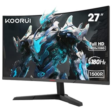 KOORUI 27'' Ecran PC Gaming Incurvé 1800R, Moniteur PC Dalle VA, Résolution FHD (1080P), 144/165Hz, DCI-P3 90%, Lunette Ultra-Mince, Inclinaison réglable, Prend en Charge HDMI/DP