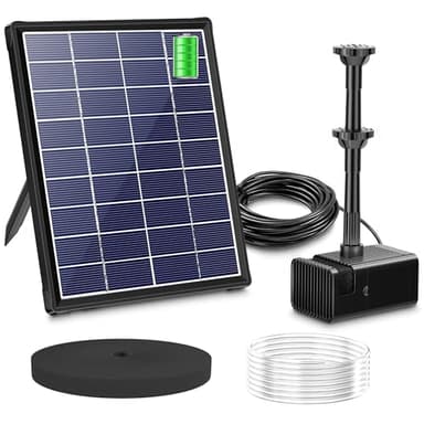 Biling Fontaine solaire 6 W pour l'extérieur, avec batterie de 3000 mAh, pompe solaire de bassin avec batterie, pompe à eau solaire, fontaine flottante pour jeu d'eau solaire, fontaine, extérieur,