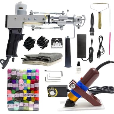 Pistolet à touffeter pour tapis avec kit de tondeuse à tapis, pistolet électrique à tufter, kit de tuftage, kit de tuftage, pistolet à tapis 2 en 1 pour couper et boucler, machine à tricoter à la main