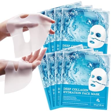 Masque Collagene Visage Korean, Masque Visage, Bio-Collagen Real Deep, Masque Coréen Collagene, Hydratant et Raffermissant, Anti-Rides et Liftant, Créer une Peau Rebondie, Adapté à Tous Types de Peau