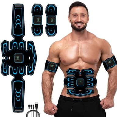 WARDBES EMS Electrostimulateur Musculaire, EMS Ceinture Abdominale Electrostimulation, Abdos Musculation Appareil, Musculation Abdominaux Equipement Fitness
