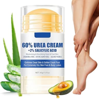 Crème à l'Urée 60% 40g, Crème pour les Pieds Secs et Fissurés, Crème Crevasse pour Talons Gercés, Crème Pieds Réparatrice Hydratante, pour Pieds Très Secs et Abîmés, avec Aloe Vera