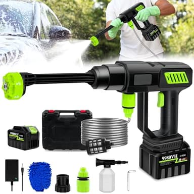 LanBlu Nettoyeur Haute Pression sans Fil, 68Bar Nettoyeur Haute Pression Batterie avec Buse Réglable 6 en 1, 18000mAh Hydrojet Nettoyeur Haute Pression Portable, Pistolet Haute Pression pour Voiture