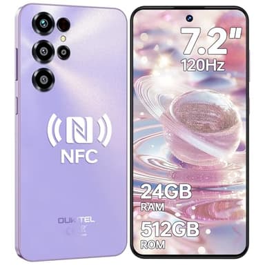 OUKITEL C68 Smartphone Pas Cher - 7.2" HD+ 120Hz Téléphone Portable Pas Cher, 24Go +512Go/TF 1To Telephone Android 15, 6000mAh Telephone Gaming, 64MP+8MP, NFC/4G Dual SIM/Face ID/Fingerprint/GPS/OTG