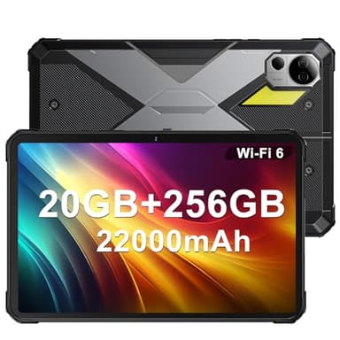 FOSSiBOT DT2 Tablette Incassable 10.4'' FHD 2K IPS, 20Go+256Go, 66W 22000mAh Android13 Tablettes Durcie, Tablette Robuste imperméable IP68/IP69K, Double SIM 4G, 64MP Caméra, WiFi6/GPS/OTG (Gris)