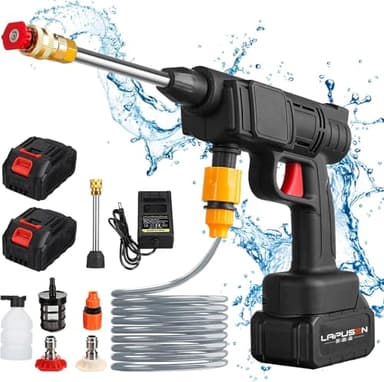 Oamger Nettoyeur Haute Pression sans Fil 30Bar, Batterie 6000mAh, Chargeur et Tuyau de 5M, 435 PSI, Pistolet à Eau Haute Pression Batterie pour Jardin et Voiture