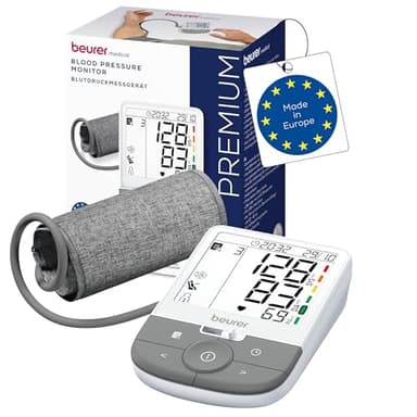 Beurer BM 53 Tensiomètre pour bras, fabriqué en Europe, cliniquement validé, détection fibrillation auriculaire, indicateur de risque, bras 22-42 cm, transfert de données vers Apple Health