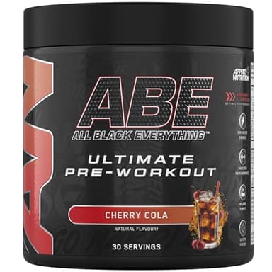 Applied Nutrition ABE Pré-Entraînement - All Black Everything Poudre Pre Workout à Base de Citrulline, de Créatine et de Bêta-Alanine, Énergie (375 g (Lot de 1), Cherry Cola)