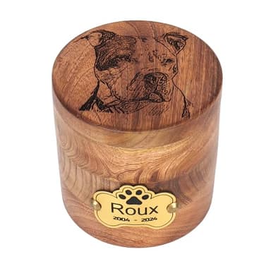 Urne funéraire personnalisée pour cendres de chien – Urne funéraire en bois gravée avec photo personnalisée pour chiens, chats, chiens