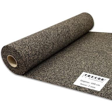 Sous-couche en liège et caoutchouc, isolation phonique jusqu'à 19 dB, extrêmement résistante, isolation phonique pour parquet stratifié et vinyle, isolation phonique supérieure (épaisseur 2 mm, 1 m²)