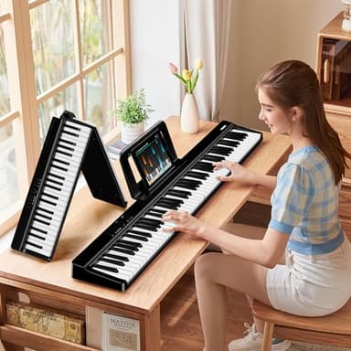 TERENCE Piano Numérique 88 Touches, Piano Portable avec Clavier semi - pondéré, avec Enregistrement et Support Bluetooth, avec Pédale et Haut-parleur à 4 unités, Choix Préféré pour les Débutants noir