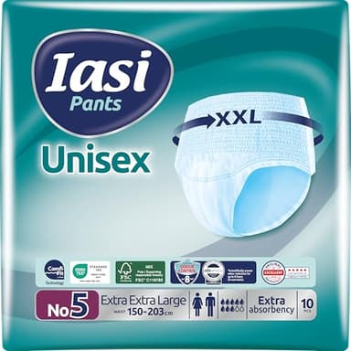 IASI Pants UNISEX haute protection, 10 culottes pour incontinence, absorption EXTRA, taille XXL, 10 unités
