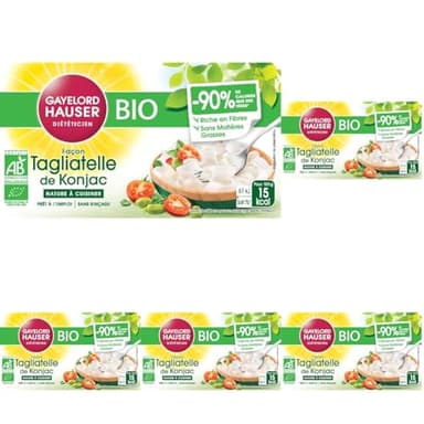 GAYELORD HAUSER - Konjac Bio - Tagliatelle de Konjac Bio - Nature - Sans Rinçage - Prêt à l'Emploi - Paquet de 160 g (Lot de 5)