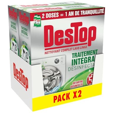 Destop Nettoyant Lave Linge Désinfectant Anti Odeur, Anti Calcaire et Anti Moisissures - x4 doses