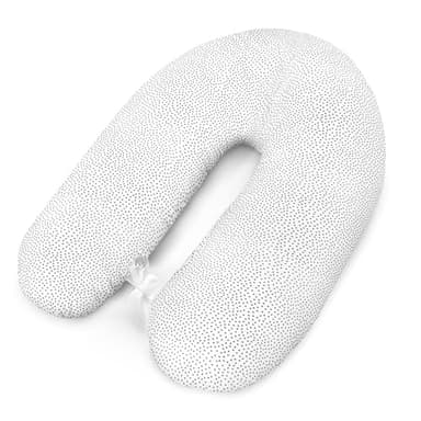 Coussin d'allaitement, de positionnement latéral, idéal pour la grossesse et les petits bébés, en coton, avec rembourrage et housse, 170 cm, au motif de petits points, gris