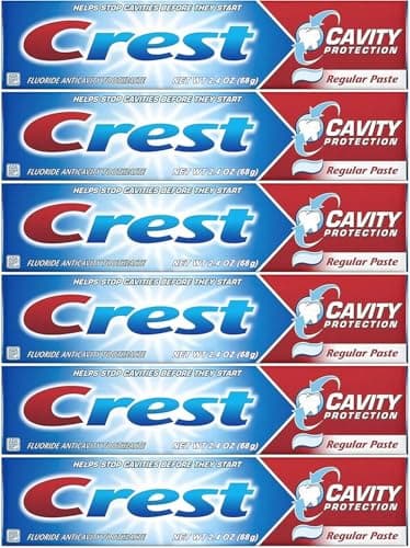 Crest Lot de 6 dentifrices anticarie au fluor - Tubes de dentifrice de 68 g - Soins bucco-dentaires cliniquement prouvés - Protection des caries - Rafraîchit l'haleine, des dents et des gencives