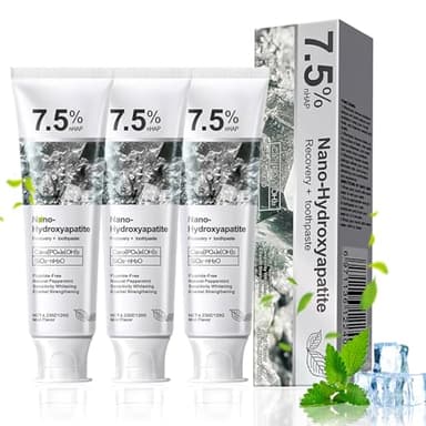 Puasok 3pcs Dentifrice Hydroxyapatite, Sans Fluor pour Adulte, Protection de l'Émail & Dents Sensibles, Blanchissant Naturel, Menthe Fraîche, 120g par Tube