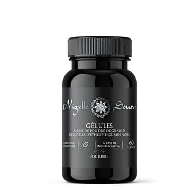 Gélules de Nigelle d'Éthiopie 100% Pure – Poudre de graines de Nigella sativa – 60 Gélules Végétales fabriquées en France
