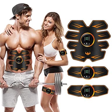 HONGXIAN Electrostimulateur Musculaire,Ceinture Abdominale Electrostimulation,3 La Machine,3 Patch,8 Modes et 19 Intensités,LCD,Rechargeable par USB pour Abdos/Bras/Jambes/Fesses