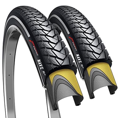 Fincci Gravel Pneus 700 x 35c - Paire Réfléchissant Pliable Tire 28 x 1.35 Pouces avec Protection Anti Crevaison 1mm, 30 TPI pour Électrique & Route & de Ville & VTT Velo, Tournée Bicyclette - 37-622