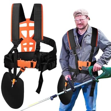 Bindokun Harnais Debroussailleuse, Harnais pour Debroussailleuse Confort, Bretelles de Double Épaule, Tondeuse à Gazon Portage Universel pour Stihl Débroussailleuse Thermique (Noir)