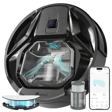 Lefant M320 Aspirateur Robot, 6000Pa d'Aspiration, Évitement Précis des Obstacles, Détection de Tapis, Zones Interdites, Idéal pour Les Poils d'animaux, Cheveux et Sols Durs Tapis, Contrôle App/Alexa