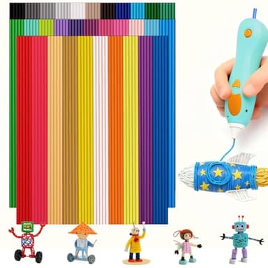 Neuytiky 260 Pièces 32 Couleurs 3D Doodler Filament pour Stylo 3D Enfant,3Doodler Start+,Stylo 3Doodler 2.5mm Low Temperature PCL,Sûr&Simple pour enfants